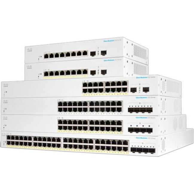 RÉSEAUX D'ENTREPRISE CISCO, Cisco Business 220 Series Cbs220-16P-2G - Switch - Intelligent - 16 X 10/100/1000 (Poe+) + 2 X Gigabit Sfp (Uplink) - Montable en rack - Poe+ (130 W)