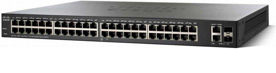 Cisco, Cisco Sf220-48P-K9-Cn Switch réseau Géré L2 Fast Ethernet (10/100) Alimentation via Ethernet (Poe) Noir
